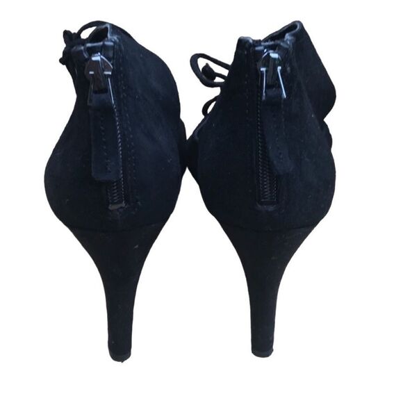 Franco Sarto black suede lace up 4” stiletto open toe size 10M - Picture 11 of 13